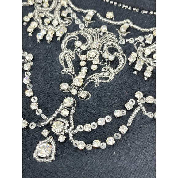 Petite Sophisticate Silk Cashmere Blend Rhinestone Beaded Knit Top Shirt Size S - Picture 10 of 15